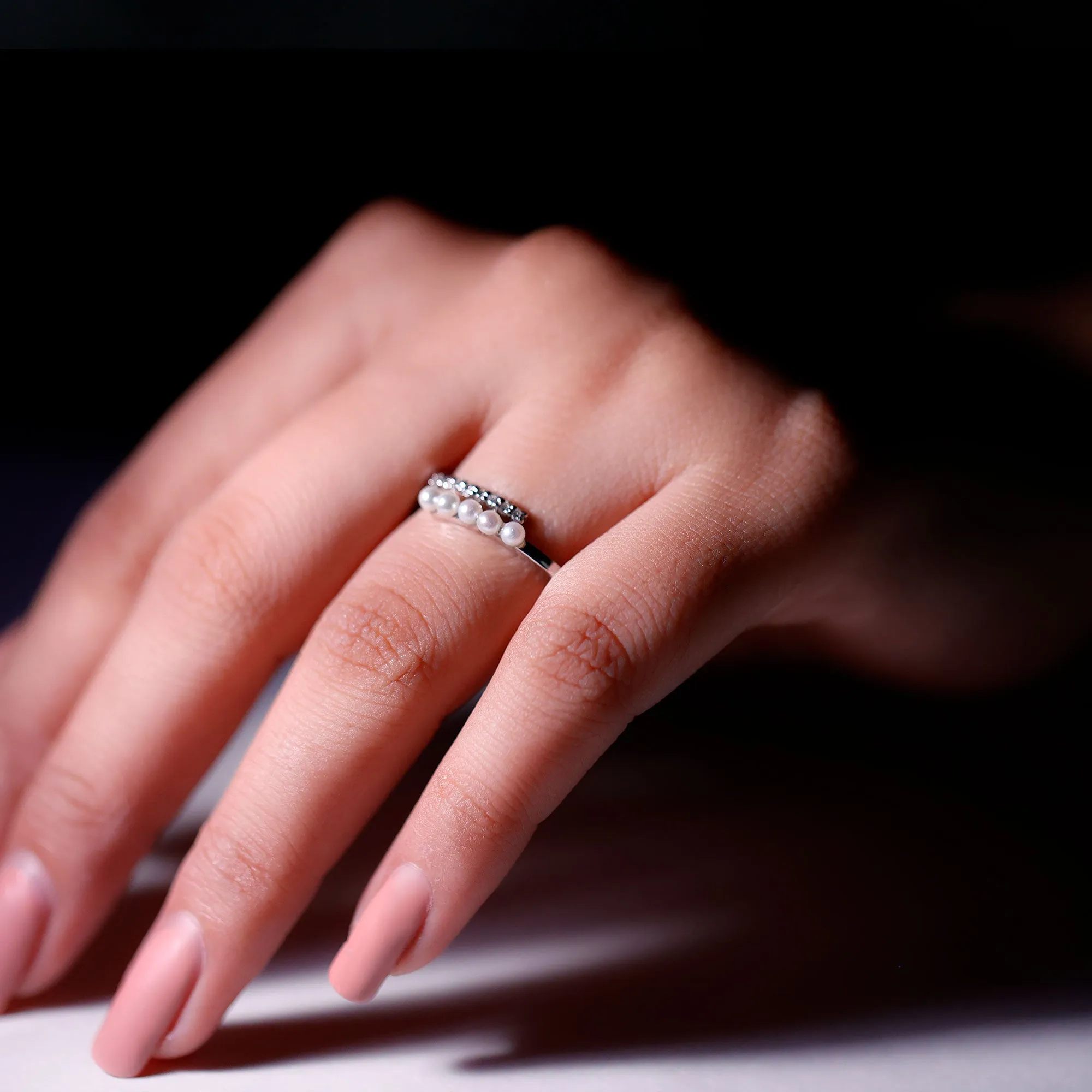 1/2 CT Freshwater Pearl and Diamond Wrap Ring