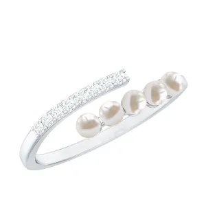 1/2 CT Freshwater Pearl and Diamond Wrap Ring