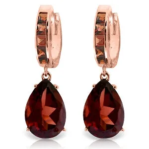 13.2 Carat 14K Solid Rose Gold Garnet Hoop Drop Earrings