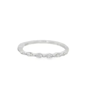 14K White Gold 0.16ct Diamond Bubble Set Women's Wedding Band