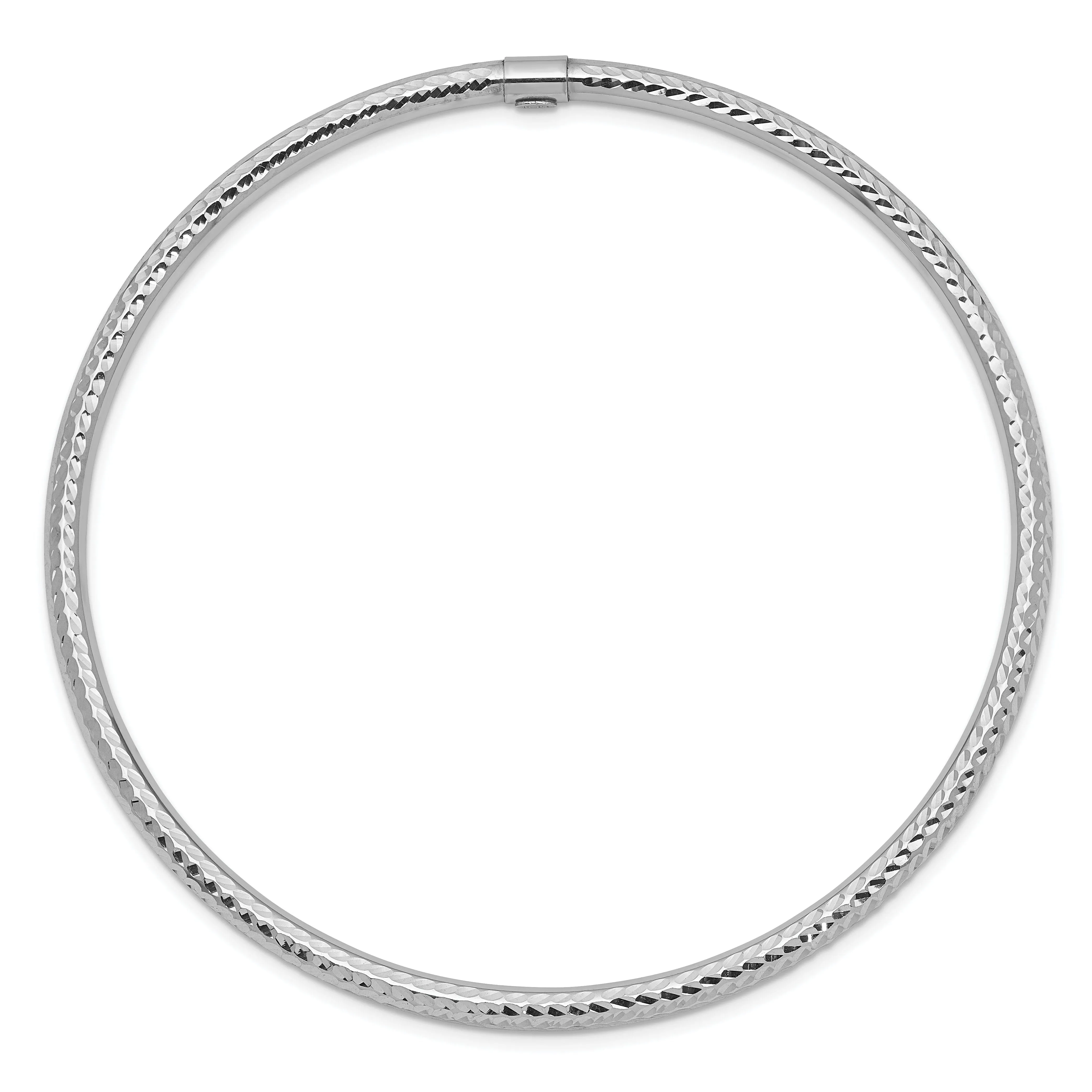 14k White Gold 3MM Diamond Cut Slip-on Bangle