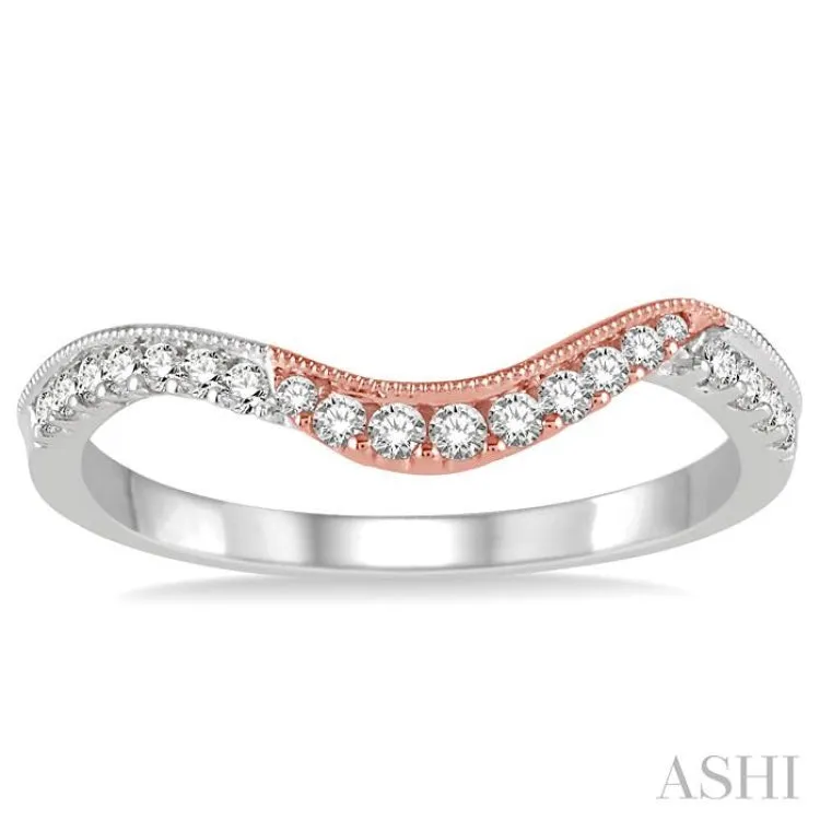 1/5 Ctw Round Diamond Wedding Band in 14K White and Rose Gold