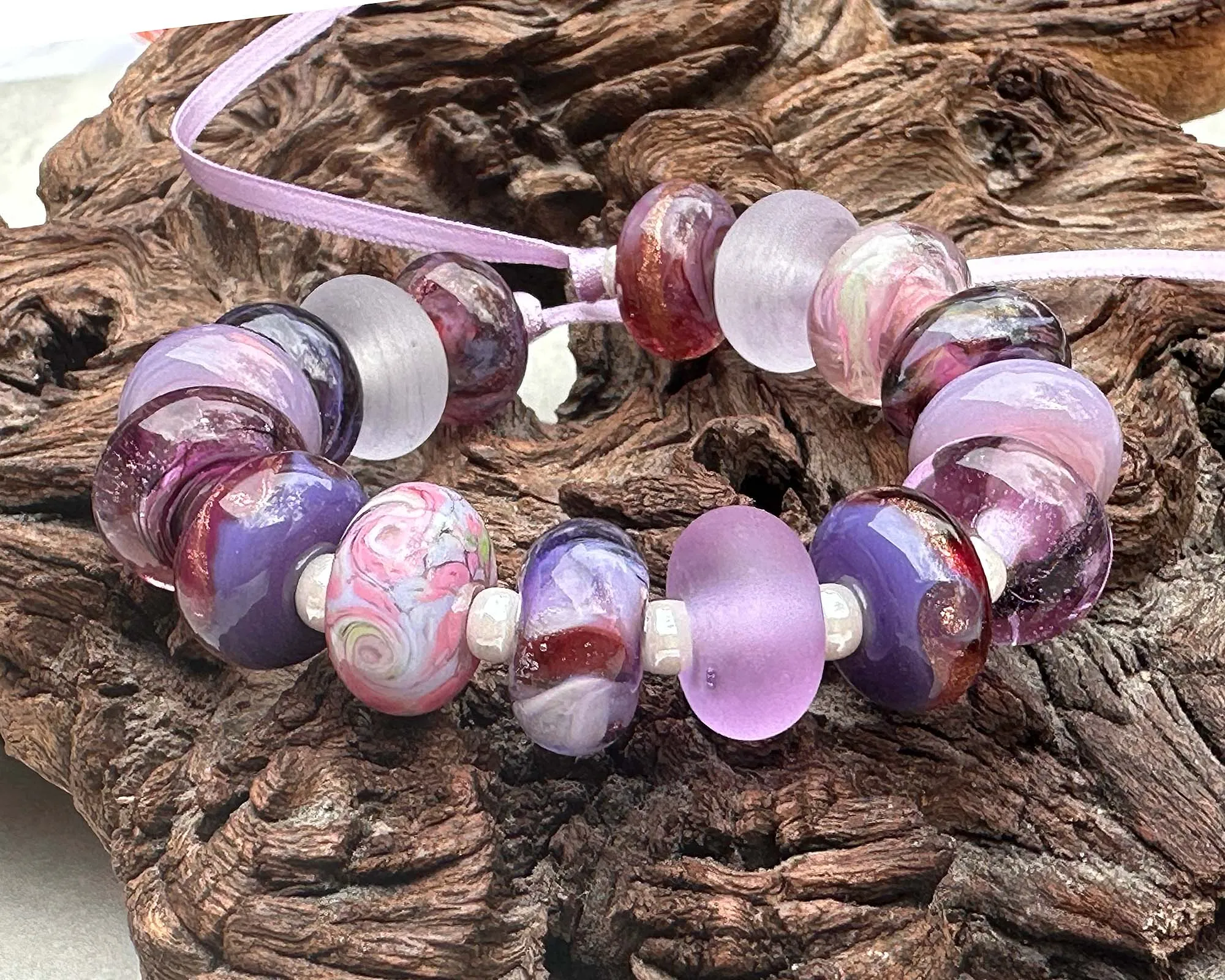 16 Purple Orphan Lampwork Beads Mix SRA