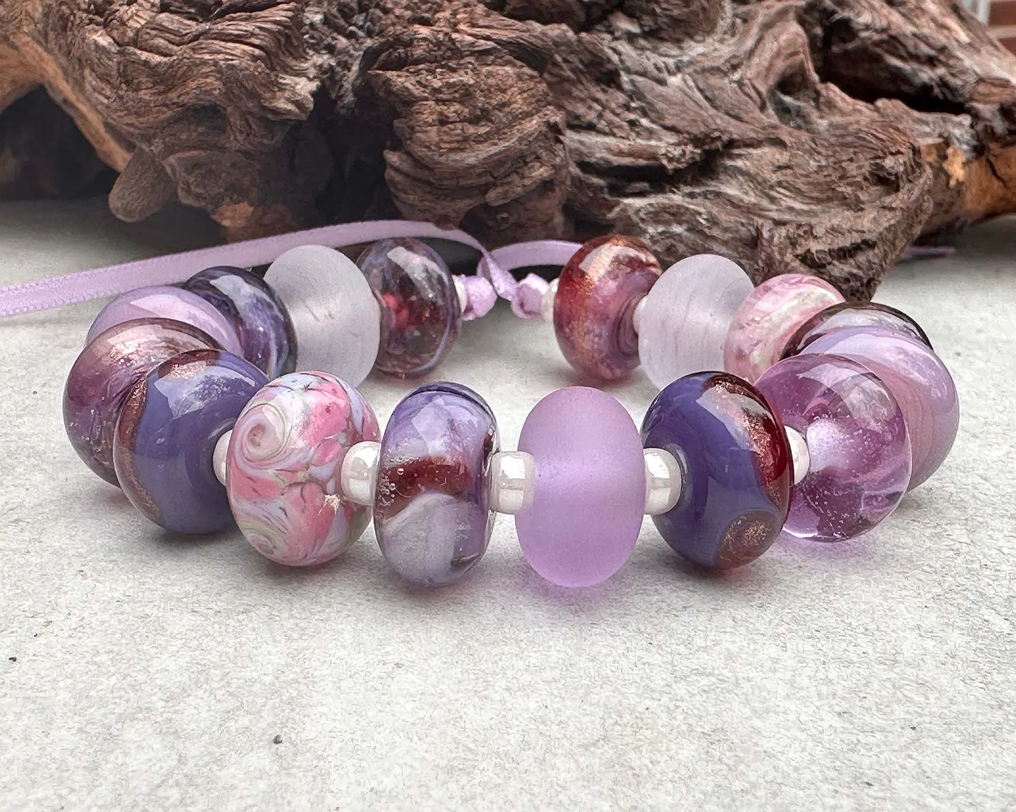 16 Purple Orphan Lampwork Beads Mix SRA