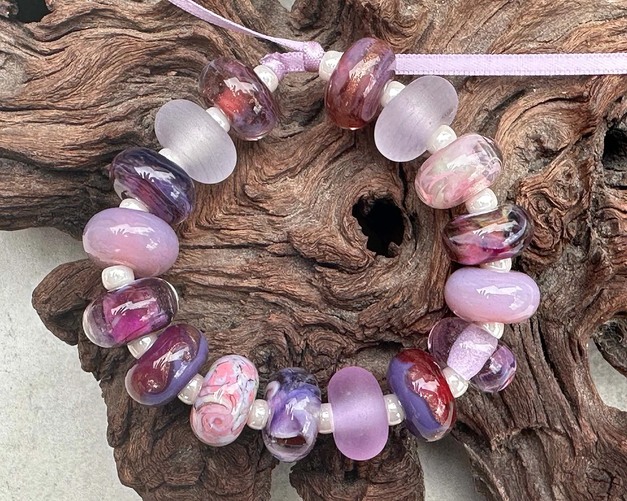 16 Purple Orphan Lampwork Beads Mix SRA