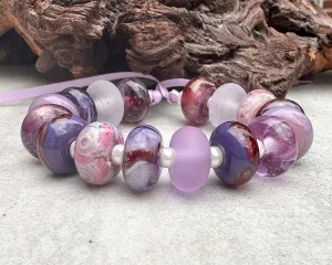 16 Purple Orphan Lampwork Beads Mix SRA