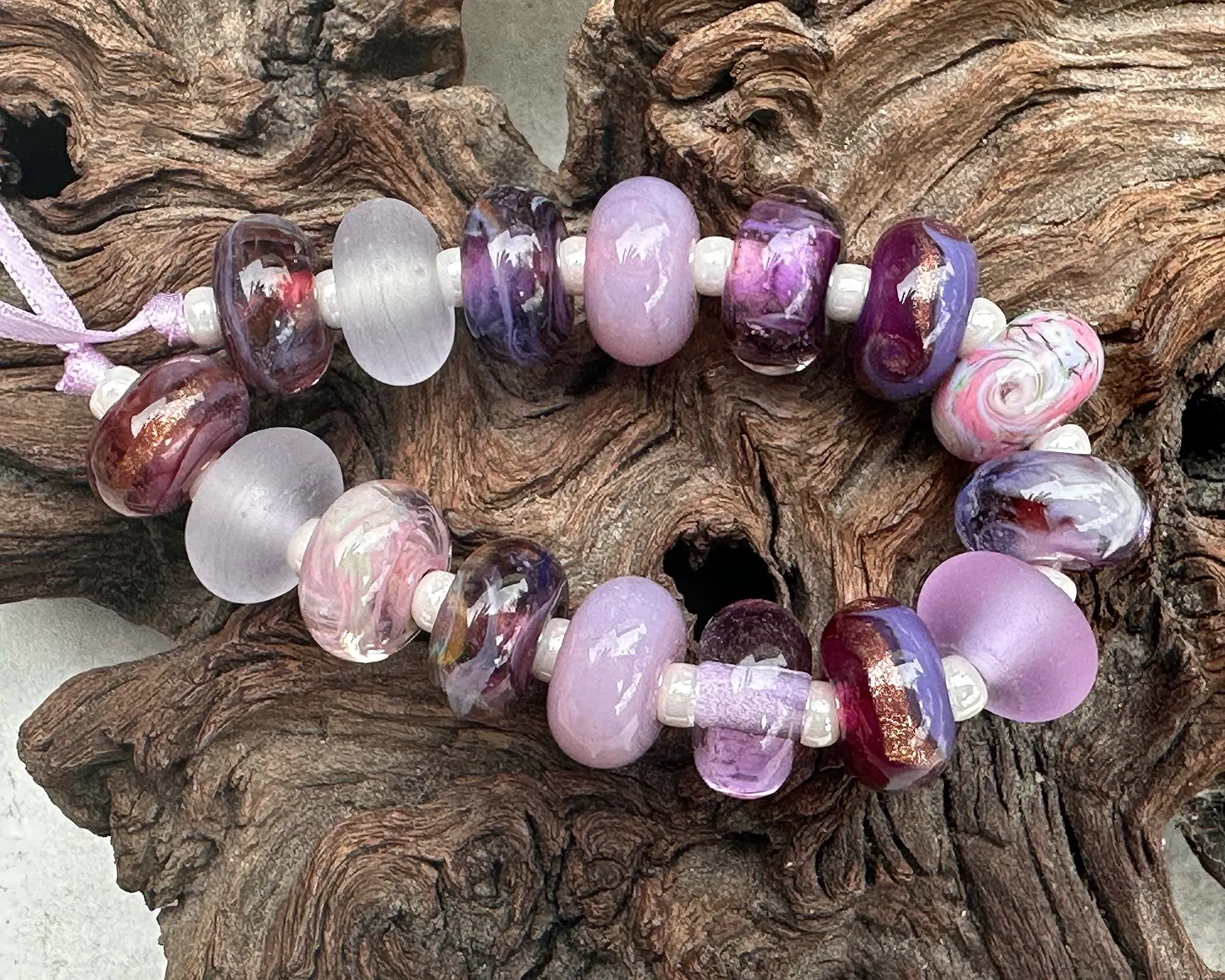 16 Purple Orphan Lampwork Beads Mix SRA