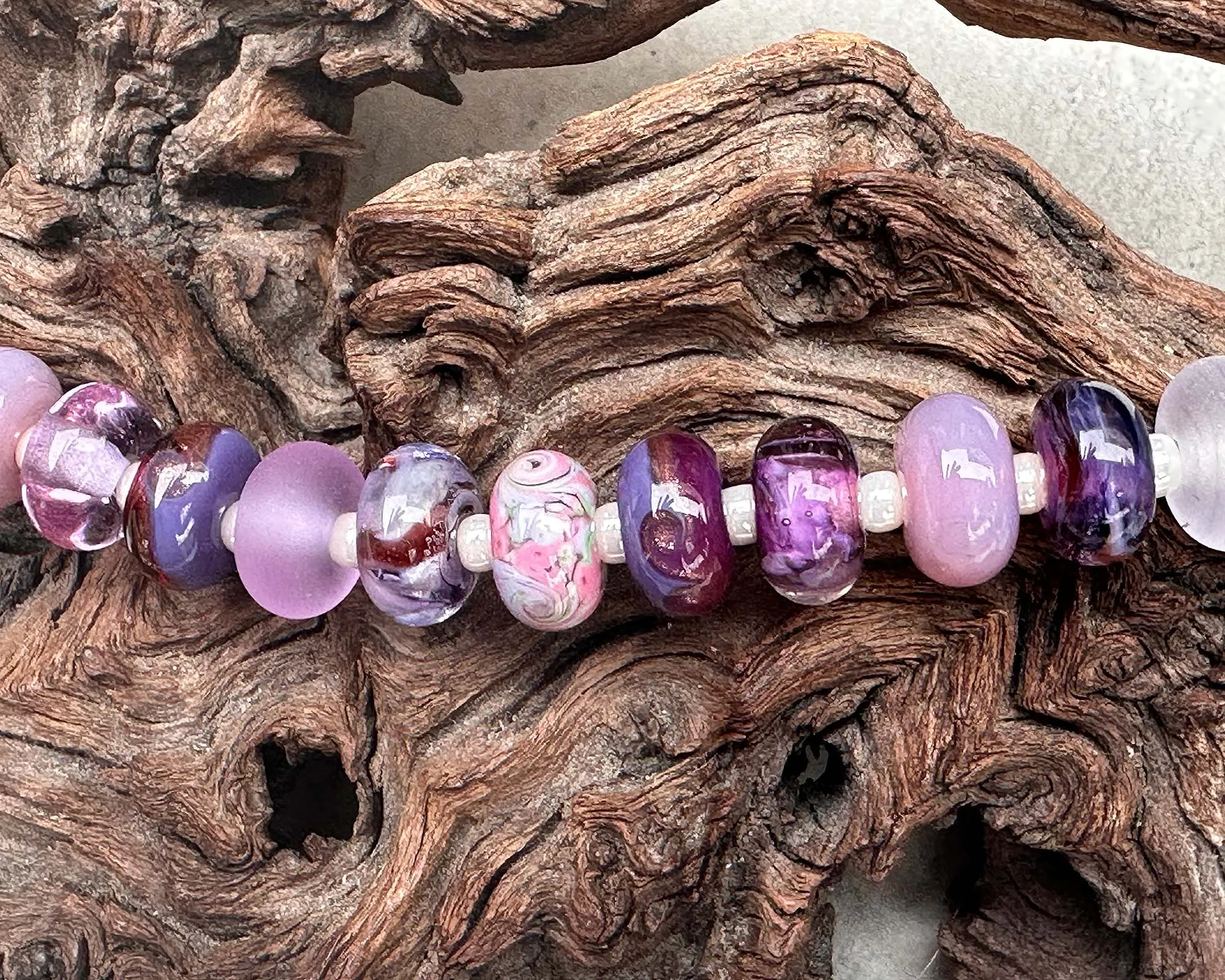 16 Purple Orphan Lampwork Beads Mix SRA