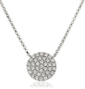 18ct White Gold Disc Diamond Pendant, 0.40ct Modern Chic, 11mm, 18" Chain, Gift Box Included