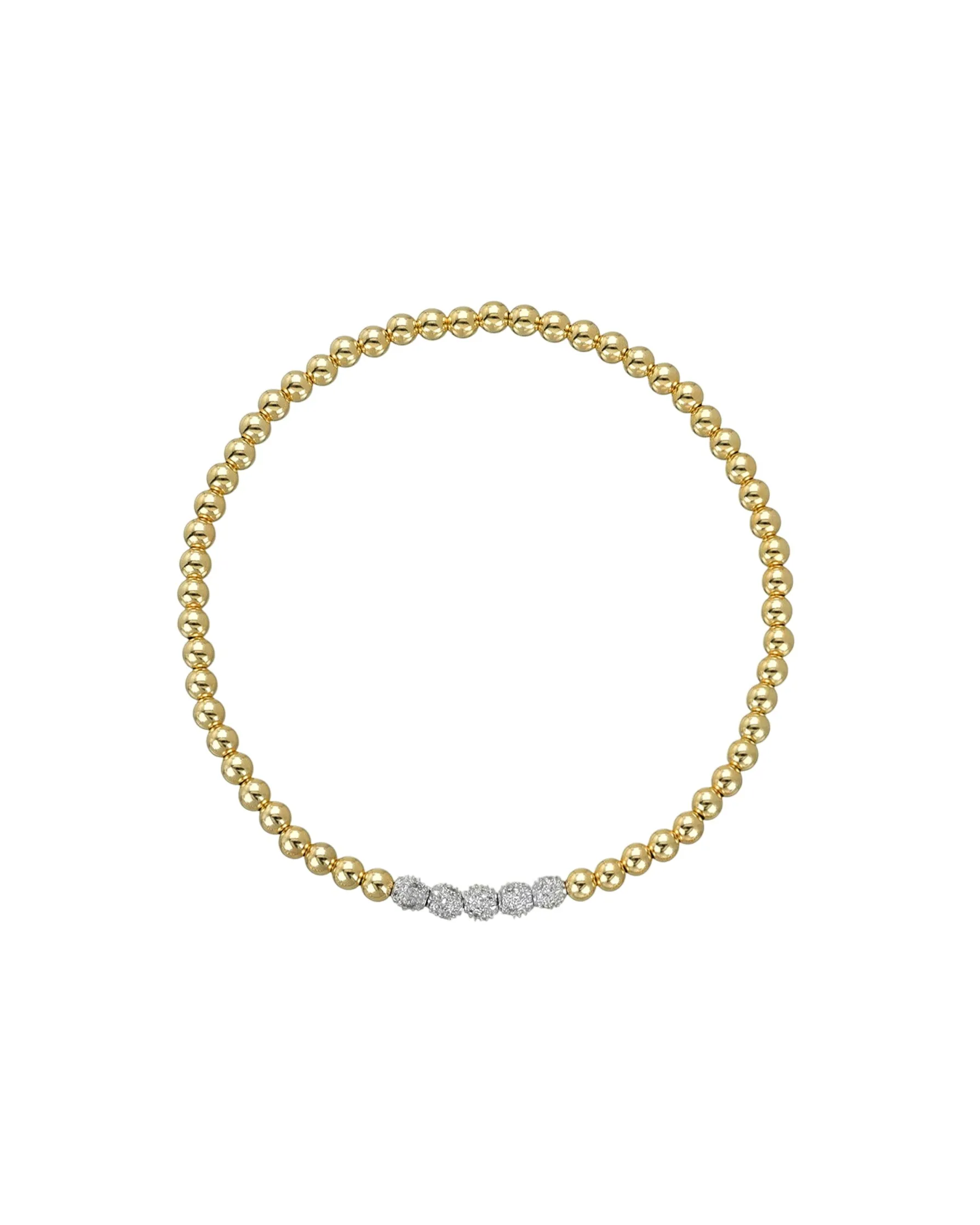 3mm Gold Bead Bracelet With Multi Diamond Beads