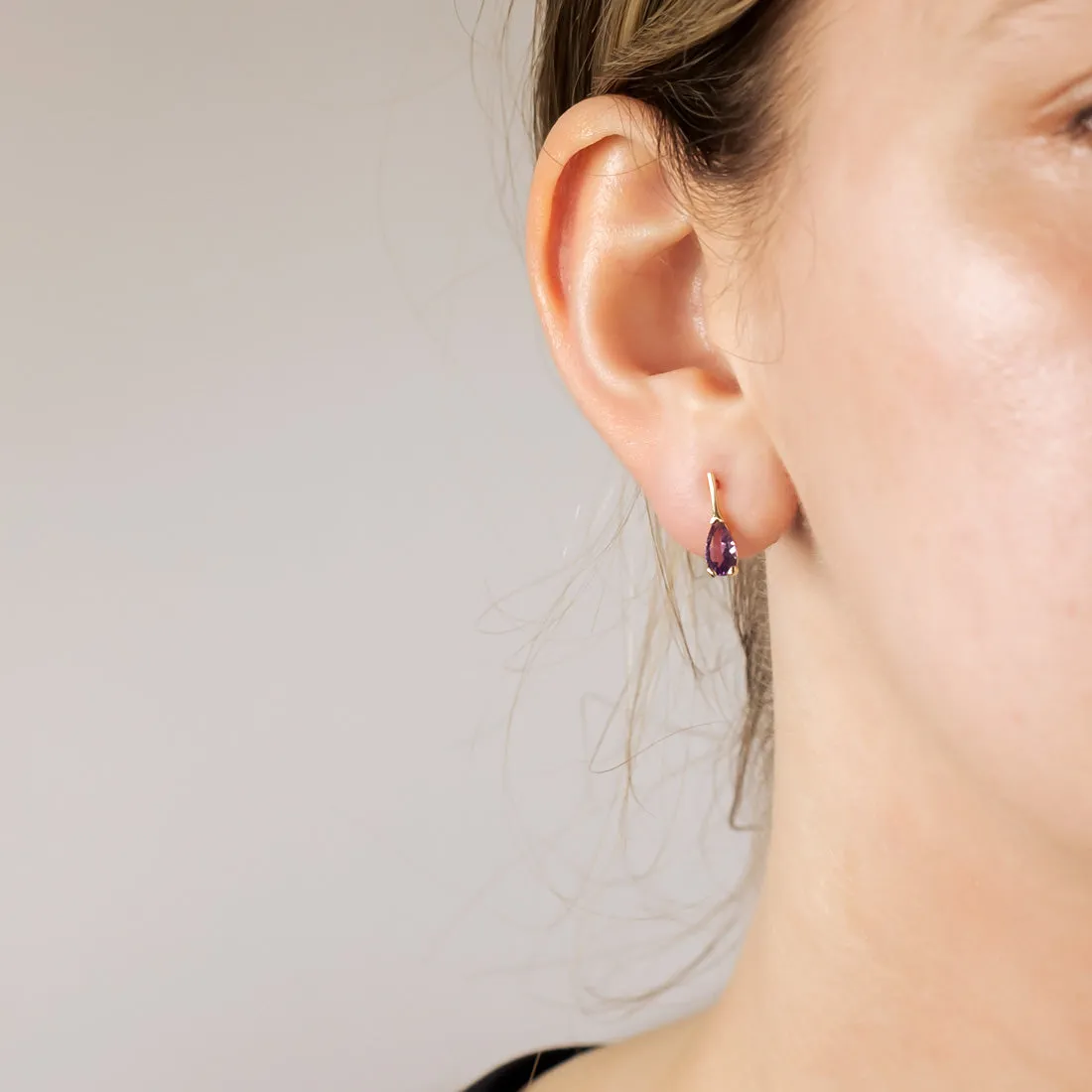 9 Carat Gold Amethyst Teardrop Earrings