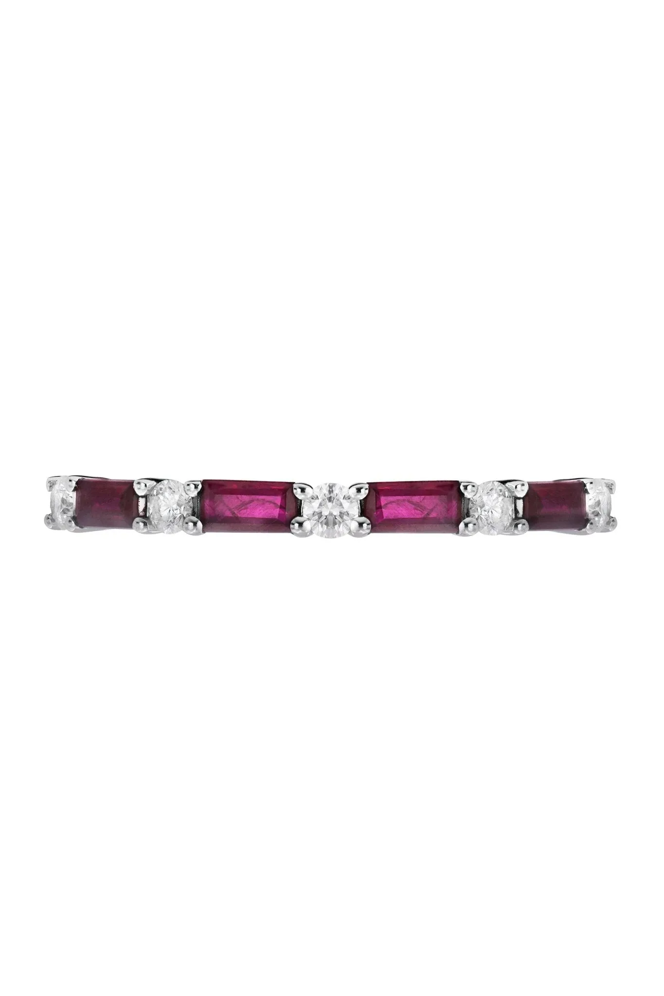 9ct White Gold Ruby and 0.20ct Diamond Half Eternity Ring