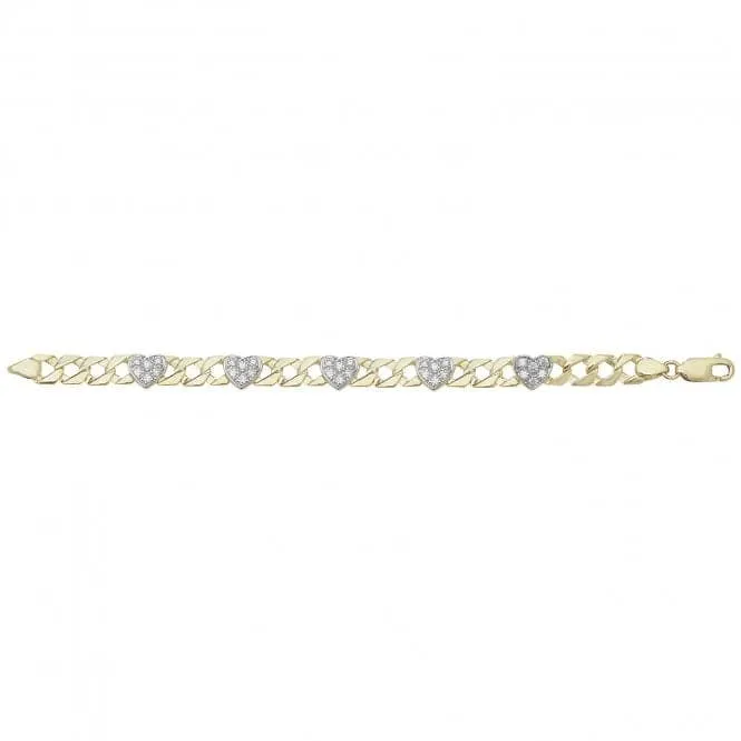 9ct Yellow Gold Hearts Bracelet BR595