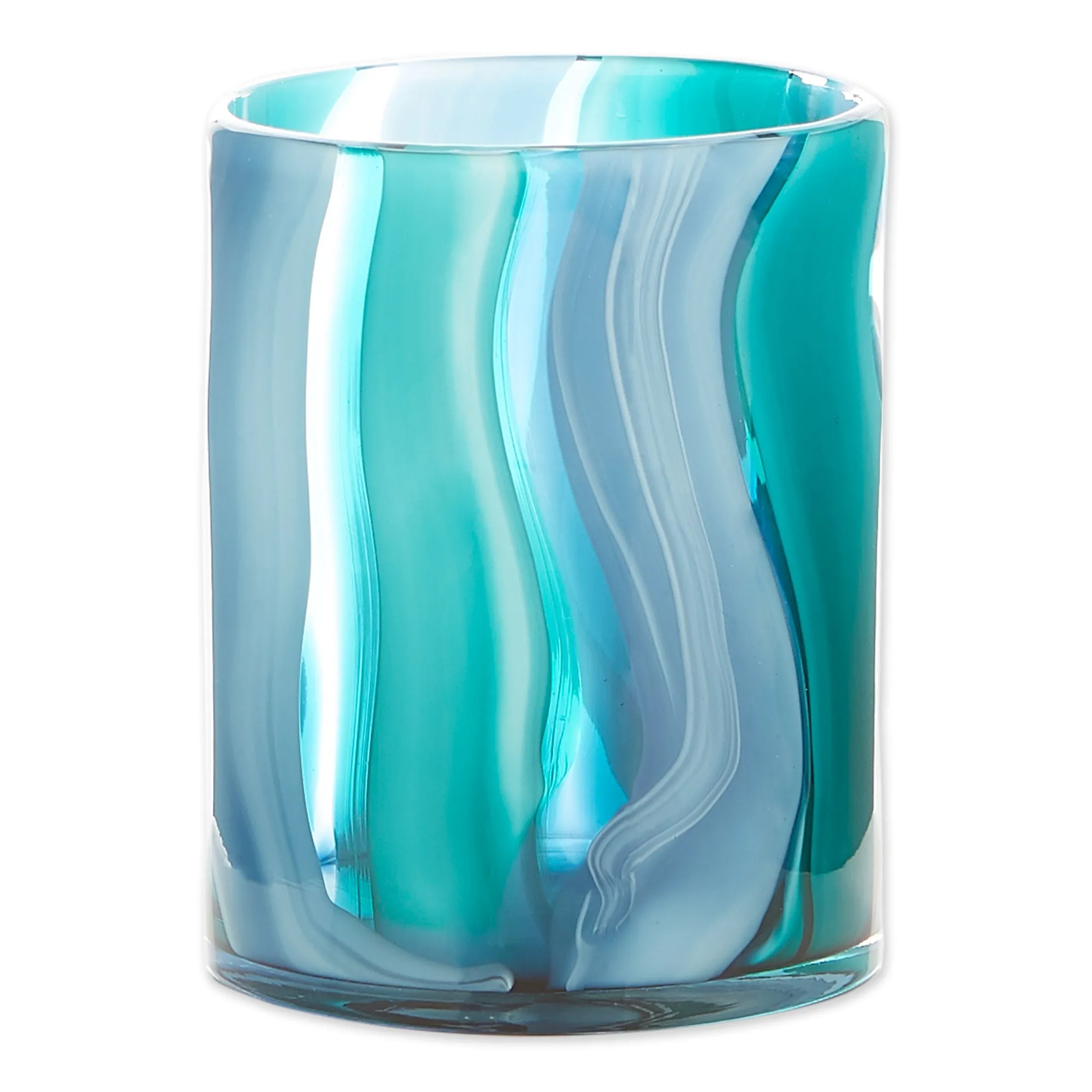 Accent Plus Small Blue Cylinder Glass Vase - Elegant Home Decor