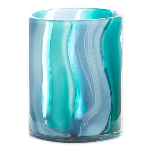 Accent Plus Small Blue Cylinder Glass Vase - Elegant Home Decor