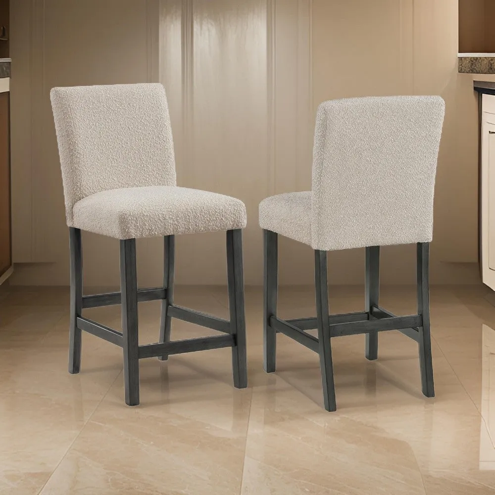 Alora Counter Height Dining Chair Set of 2, Beige Boucle, Charcoal Gray By Casagear Home