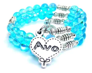 Avo Quilted Heart Sea Siren Ocean Glass Wrap Bracelet