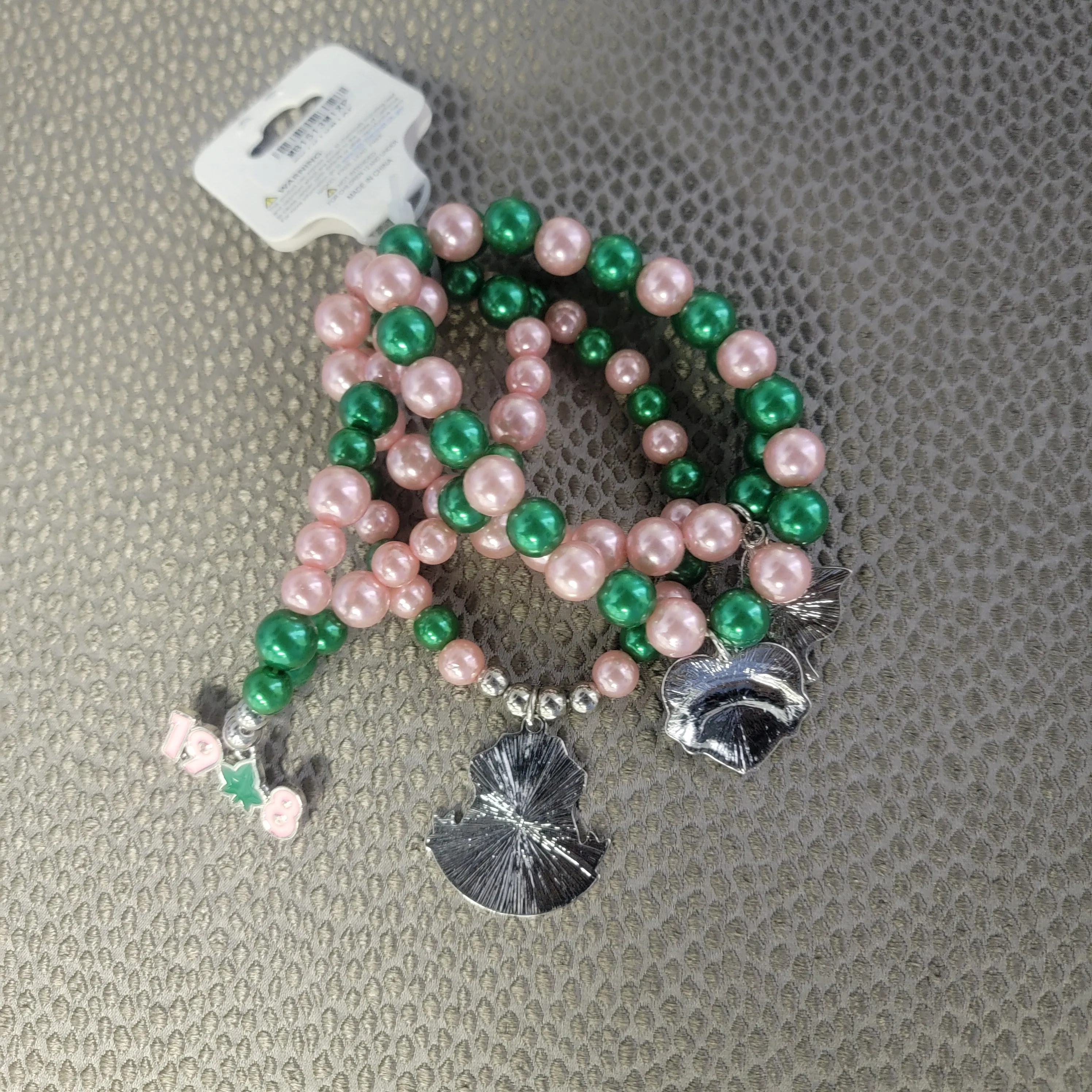 Beaded Pink and Green Bracelets