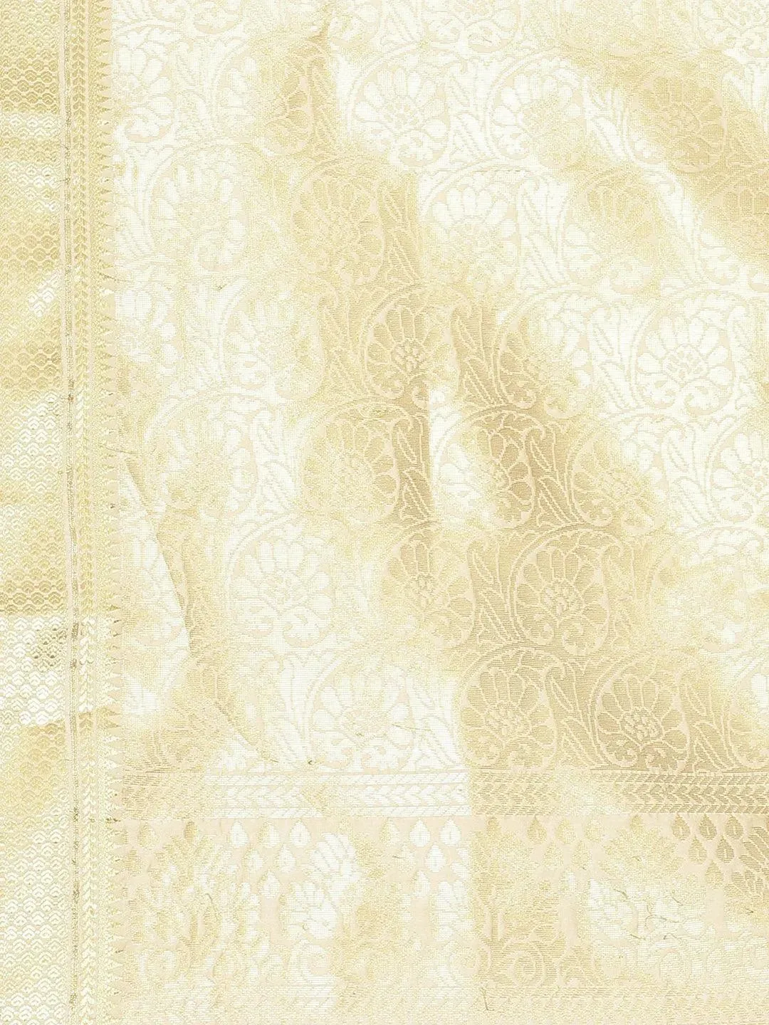 Beige Solid Silk Blend Saree