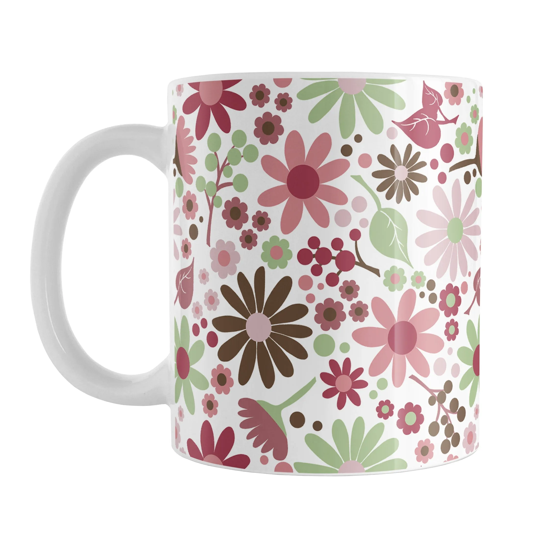 Berry Green Summer Flowers Mug