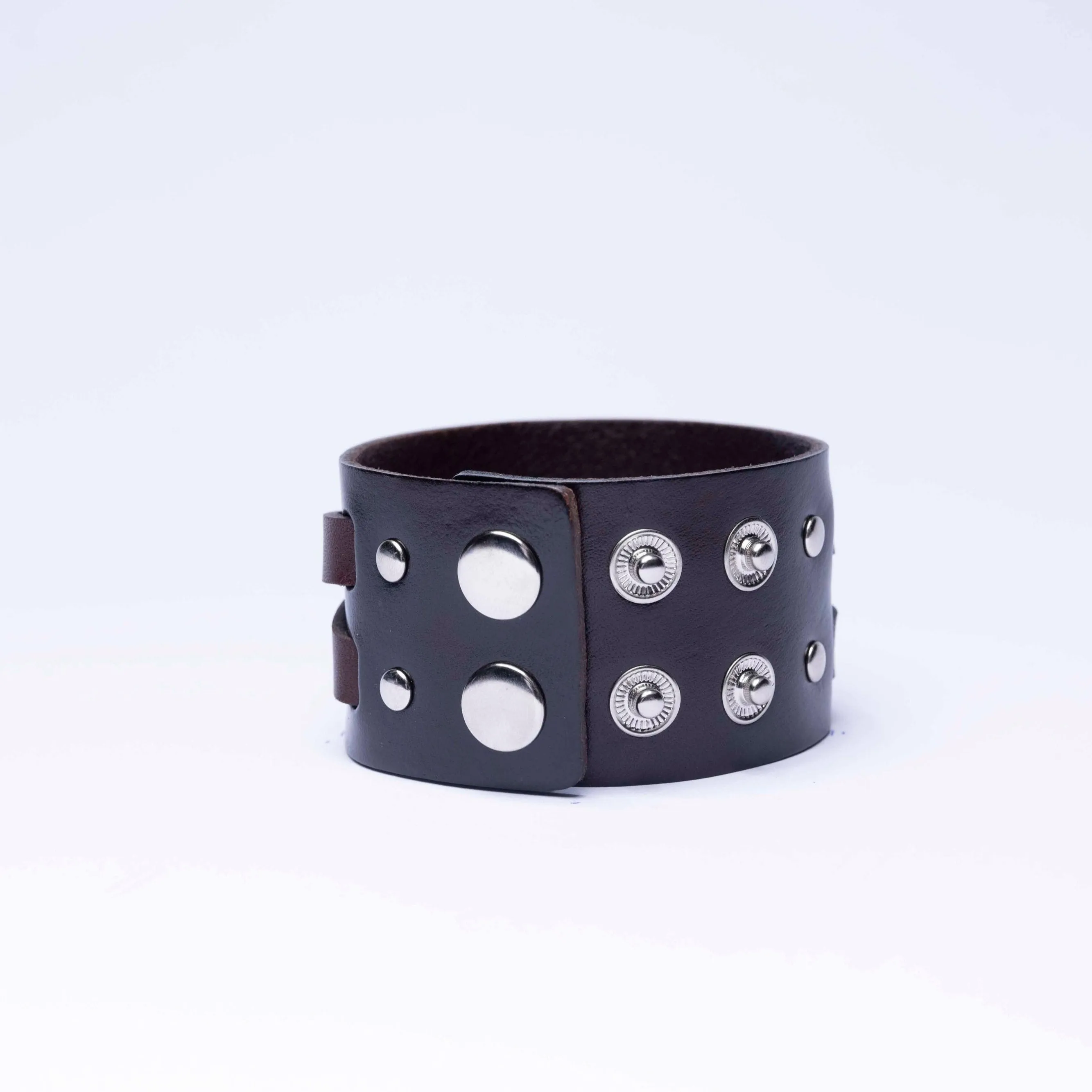 Biker leather bracelet - Brown