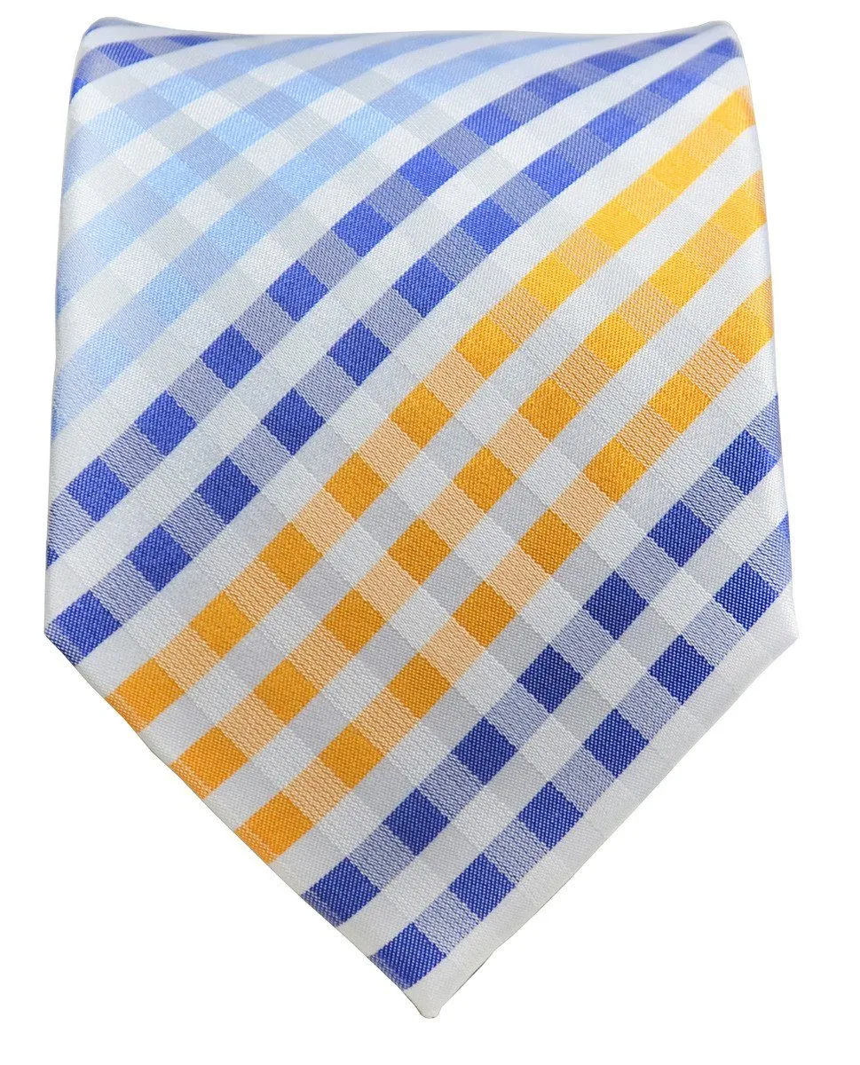 Blue and Orange Silk Tie and Pocket Square