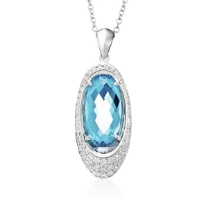 Blue Topaz and Diamond "Juniper" Necklace, 14Kt