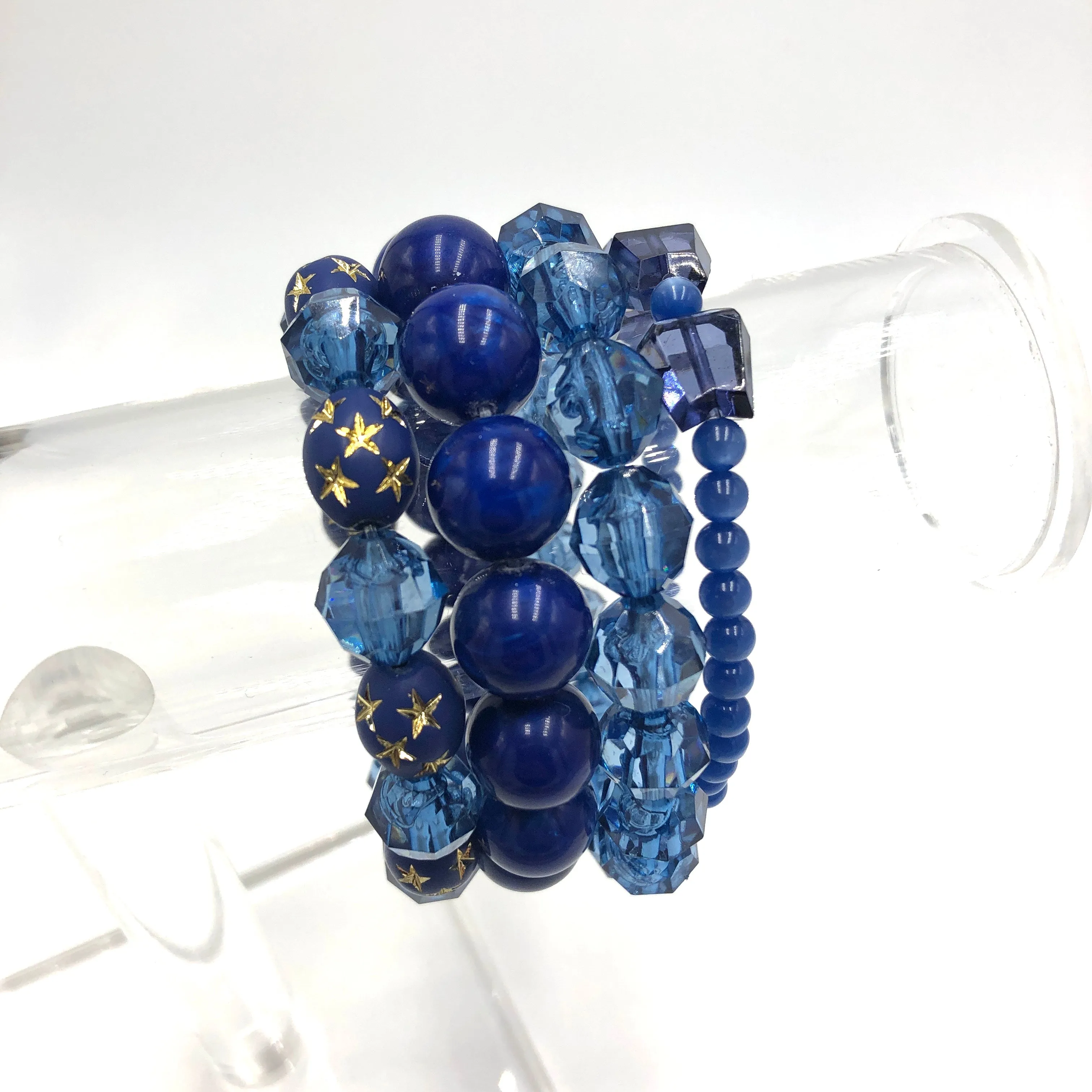 Blues & Stars Stack and Stretch Bracelets Set