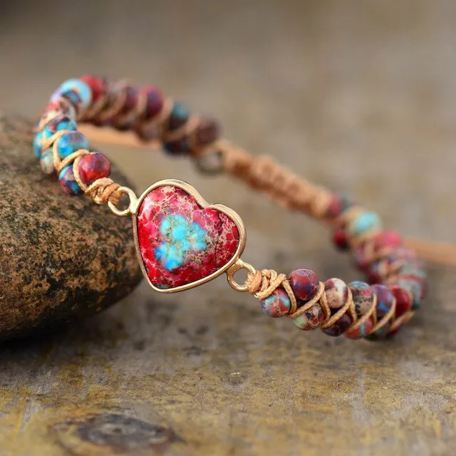 Bohemian Natural Stone Heart Bracelet