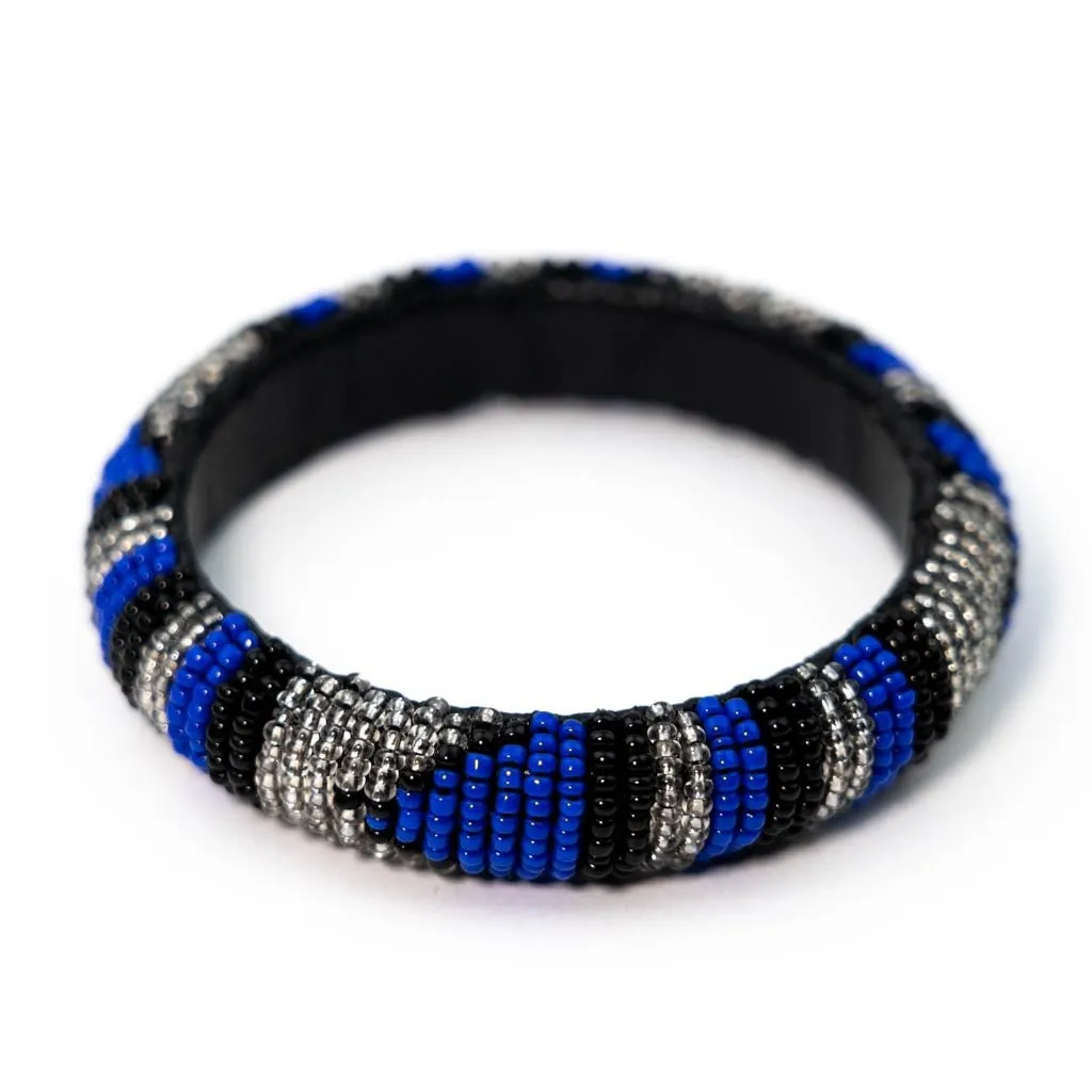 Bracelet -  Blue Seed Bead Bangle