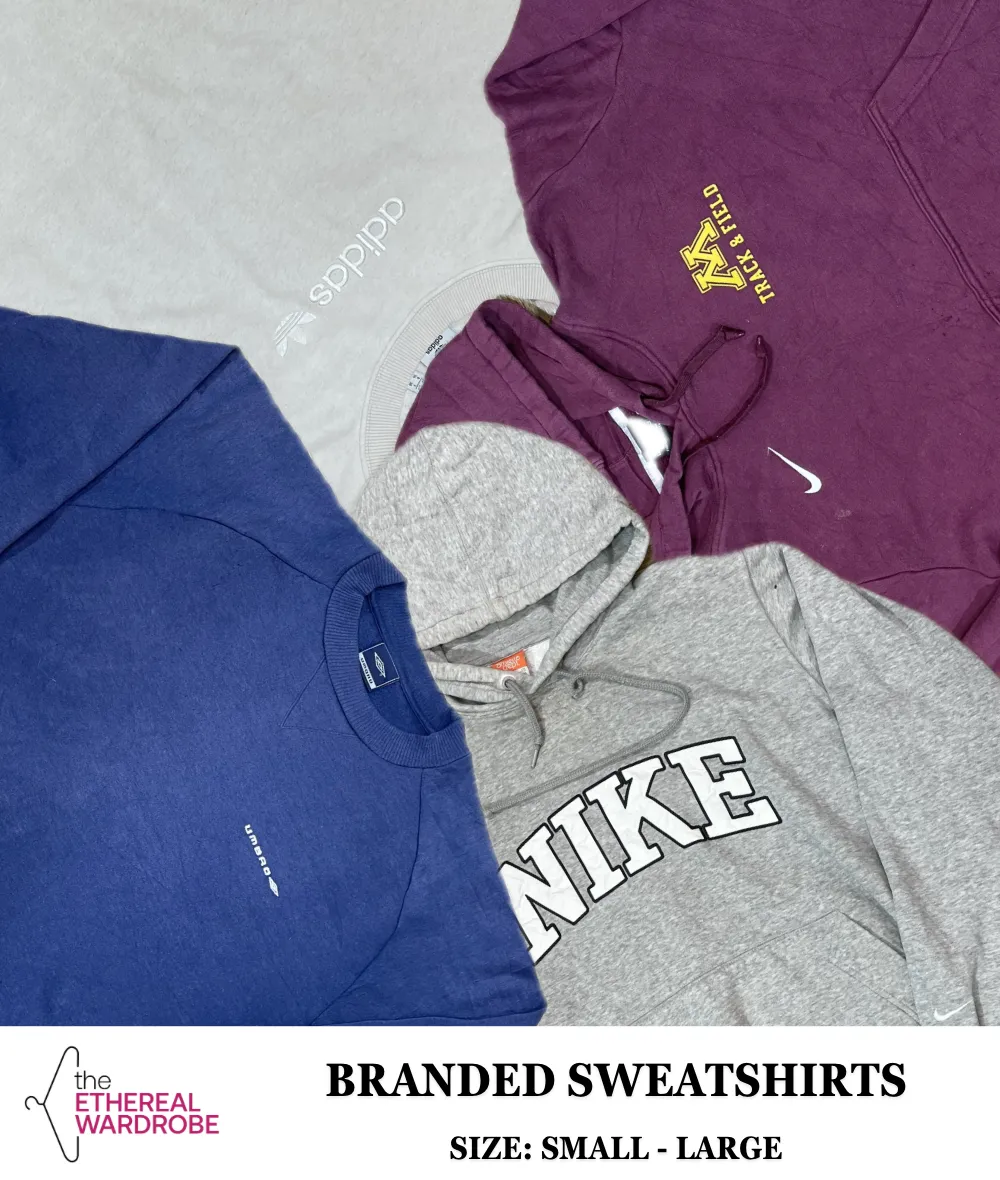 Branded Sweatshirts S-L 20pcs including Nike (Embroidered Logos including vintage pcs)