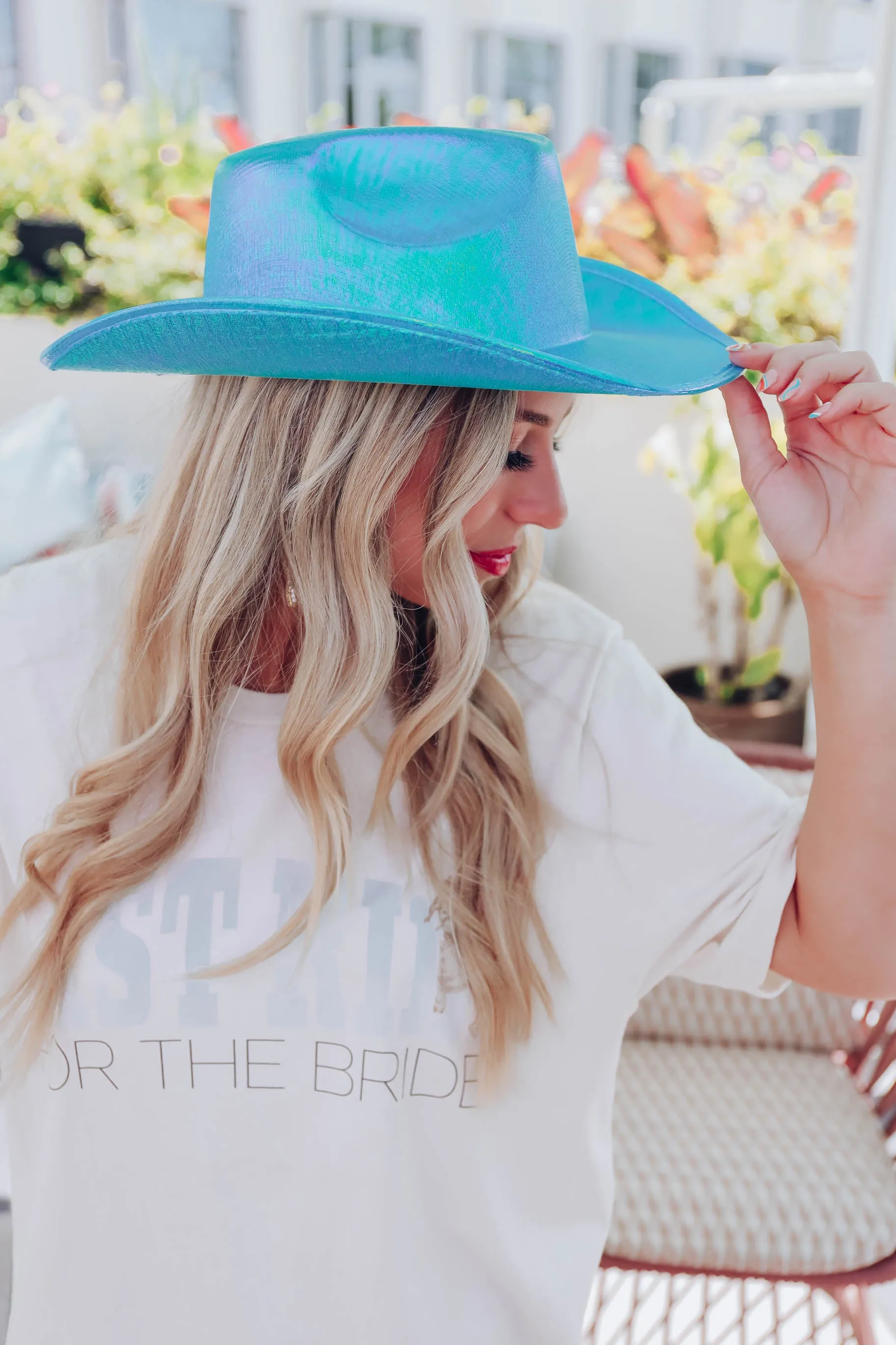 Bristol Metallic Cowgirl Hat - Turquoise