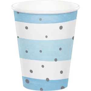 Bulk Pack of 16 Blue Silver Celebration Paper Hot/Cold Cups 9Oz