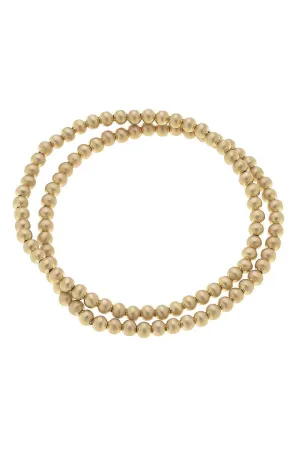 Canvas Walker Ball Bead Stretch Bracelet Stack in Gold