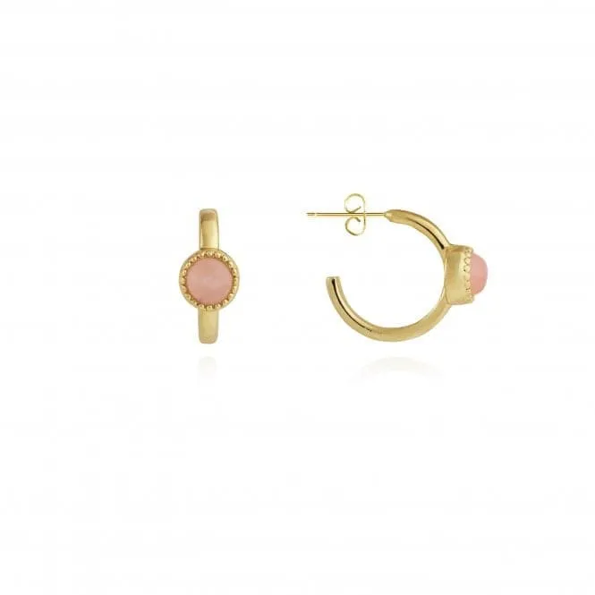 Capri Rose Quartz Hoop Gold Earrings 4491