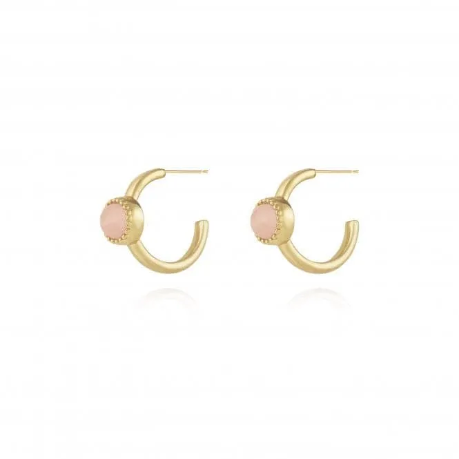 Capri Rose Quartz Hoop Gold Earrings 4491