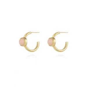 Capri Rose Quartz Hoop Gold Earrings 4491