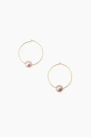 Chan Luu Grey Floating Pearl Hoop Earrings