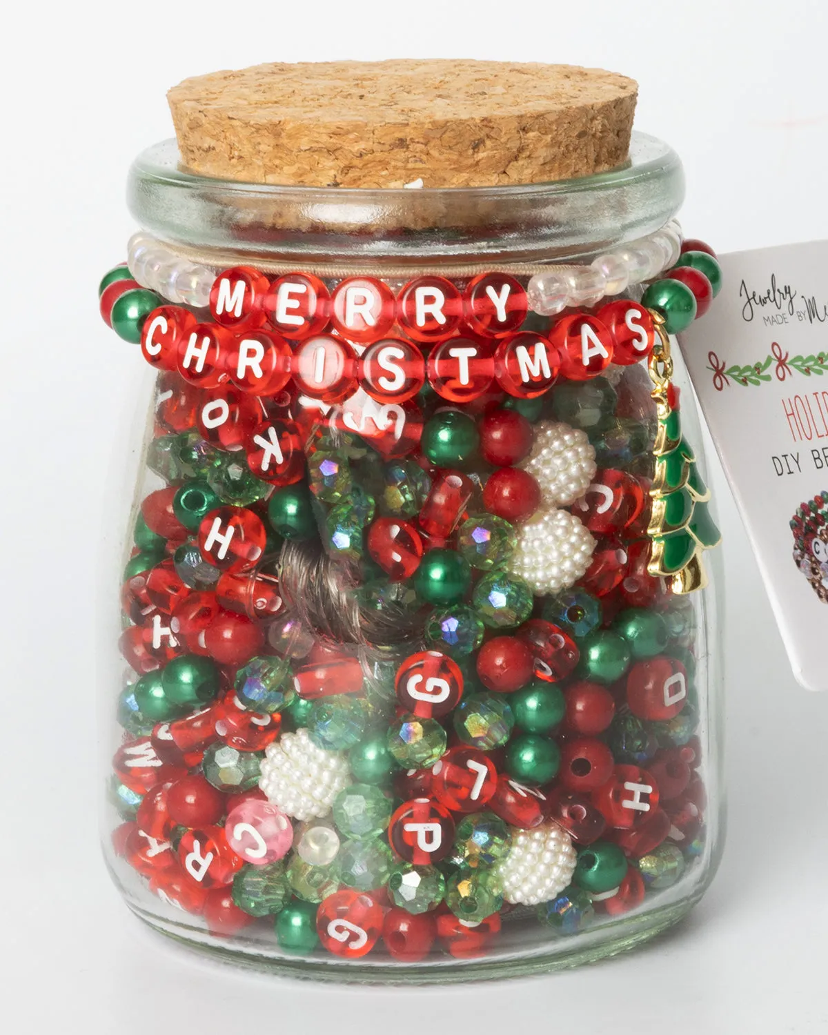 Christmas Red Alphabet and Pearl DIY Bead Jar