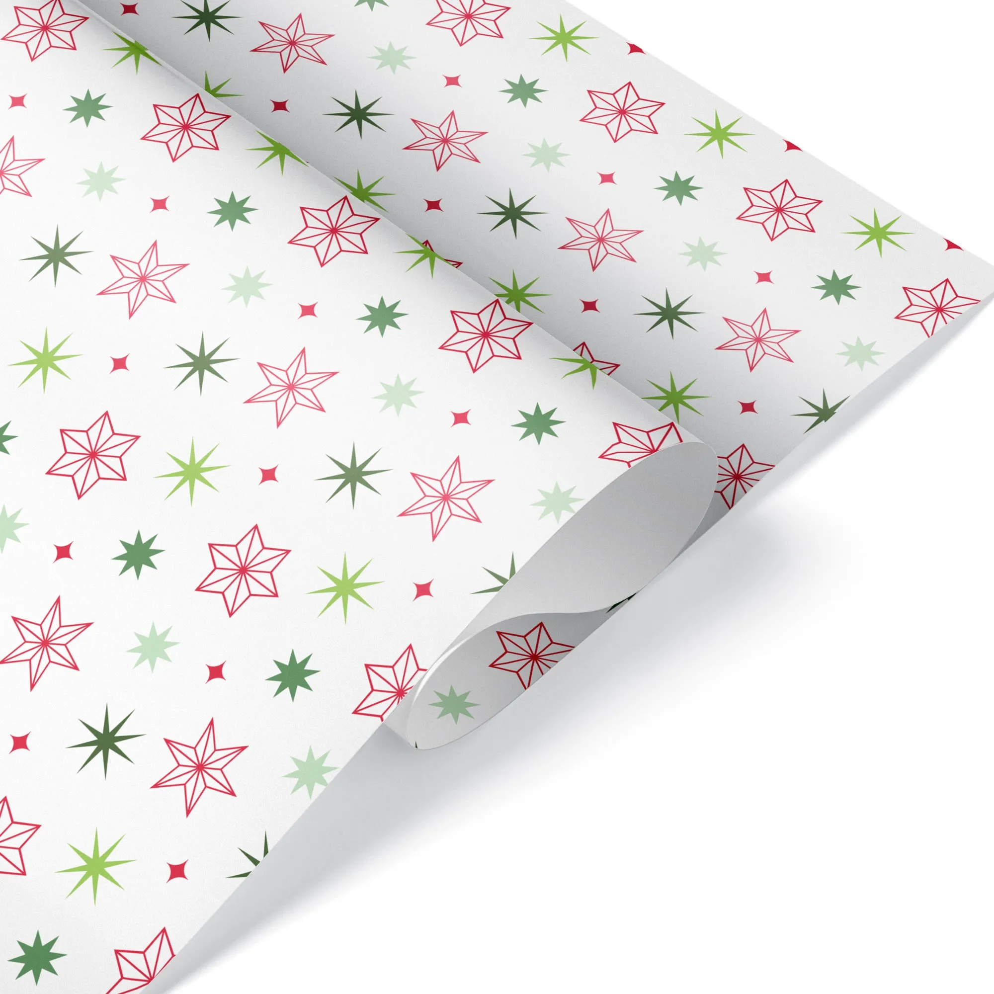 Christmas Star Wrapping Paper - RED & LIME GREEN