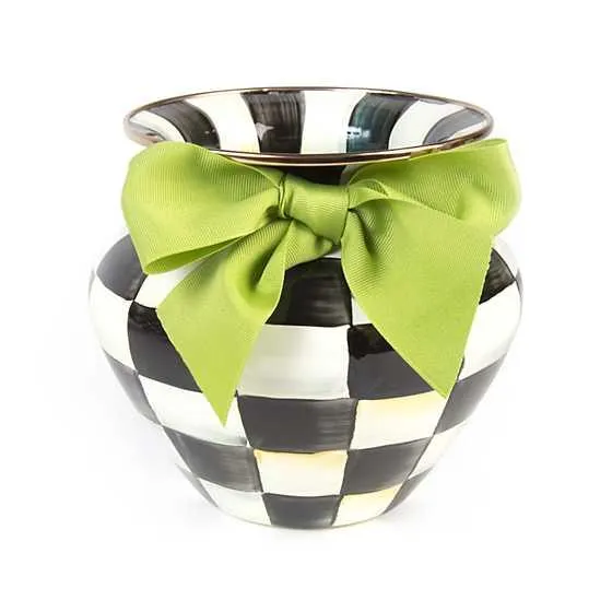 Courtly Check Large Vase - Green Bow (Mackenzie Childs)