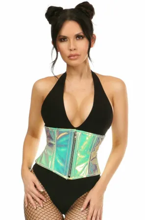 Daisy Corsets Top Drawer Mint Green Holo Steel Boned Mini Cincher