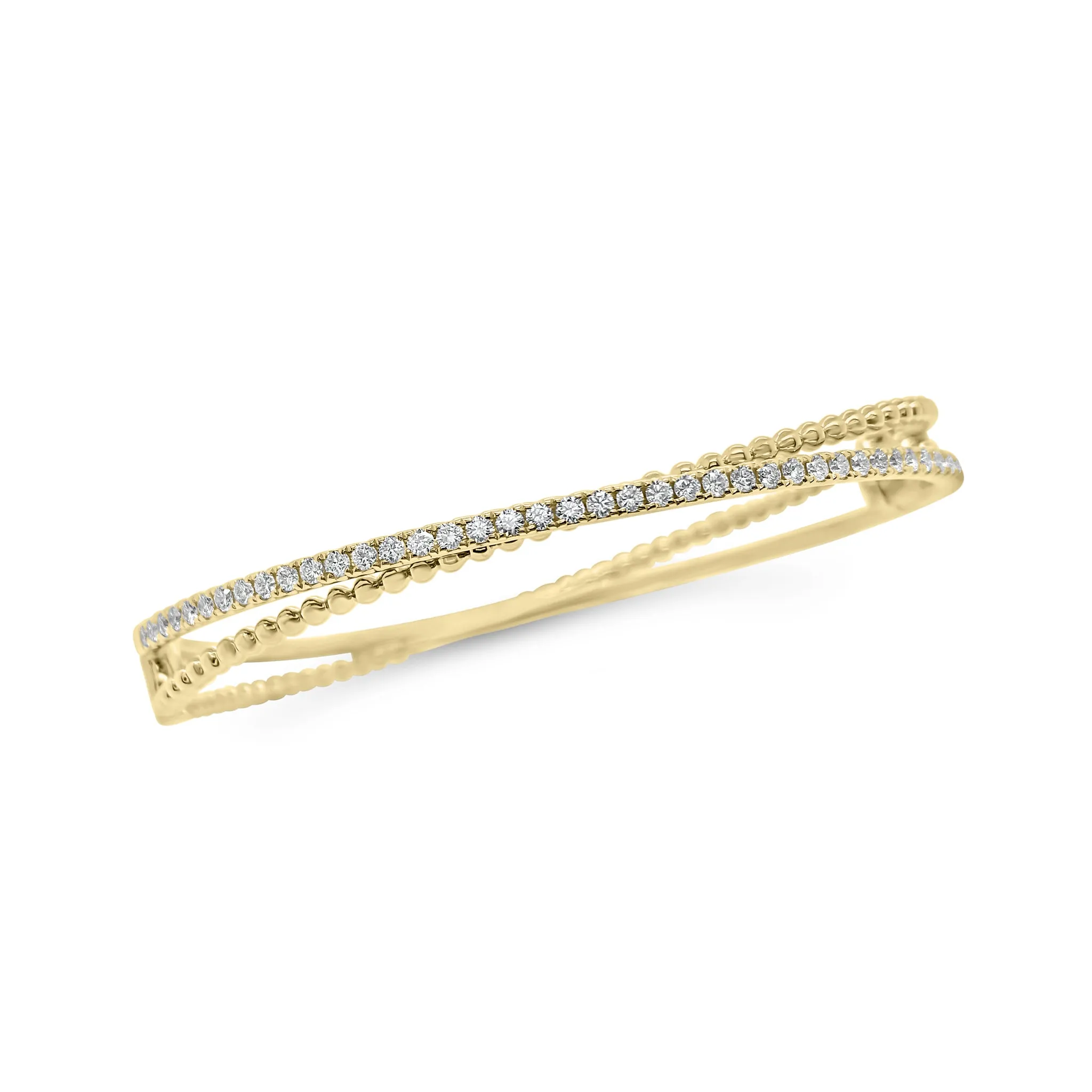 Diamond Two-Tone Crossover Bangle Bracelet