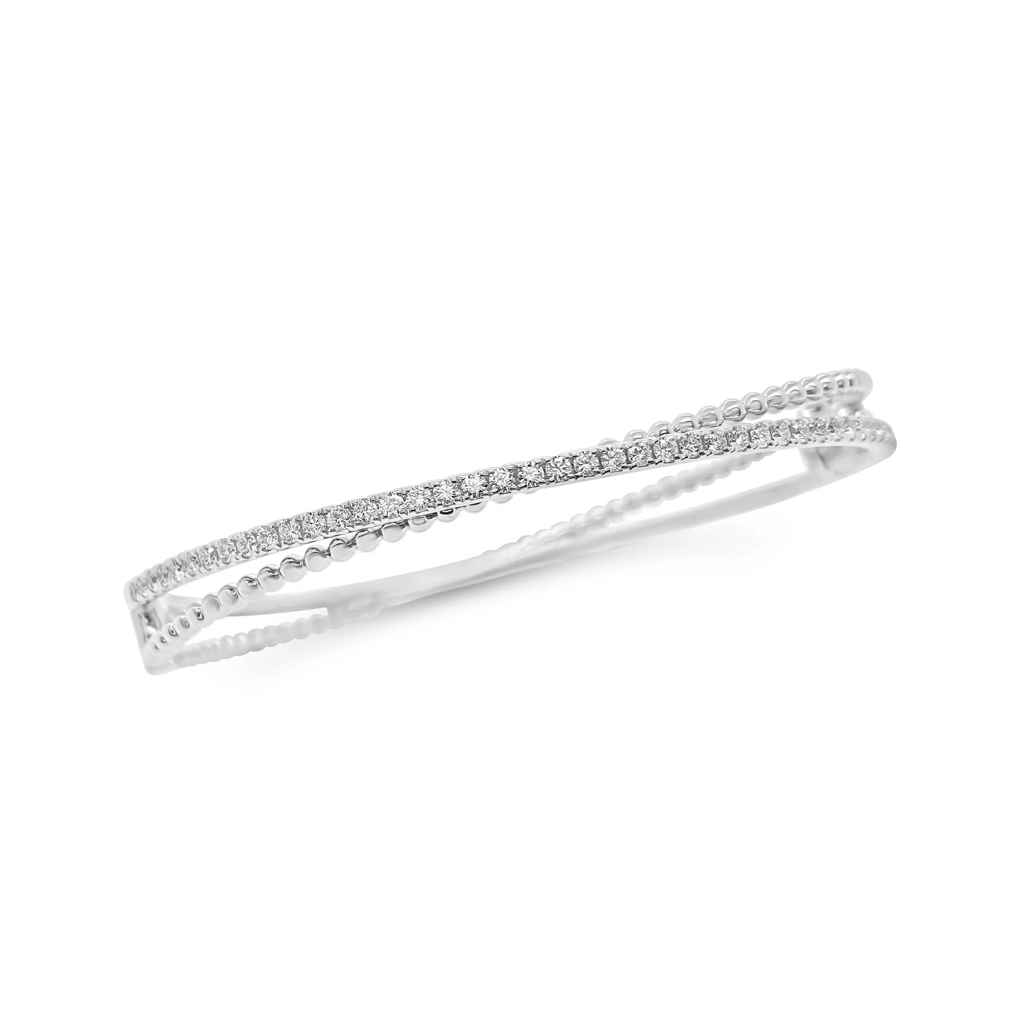 Diamond Two-Tone Crossover Bangle Bracelet