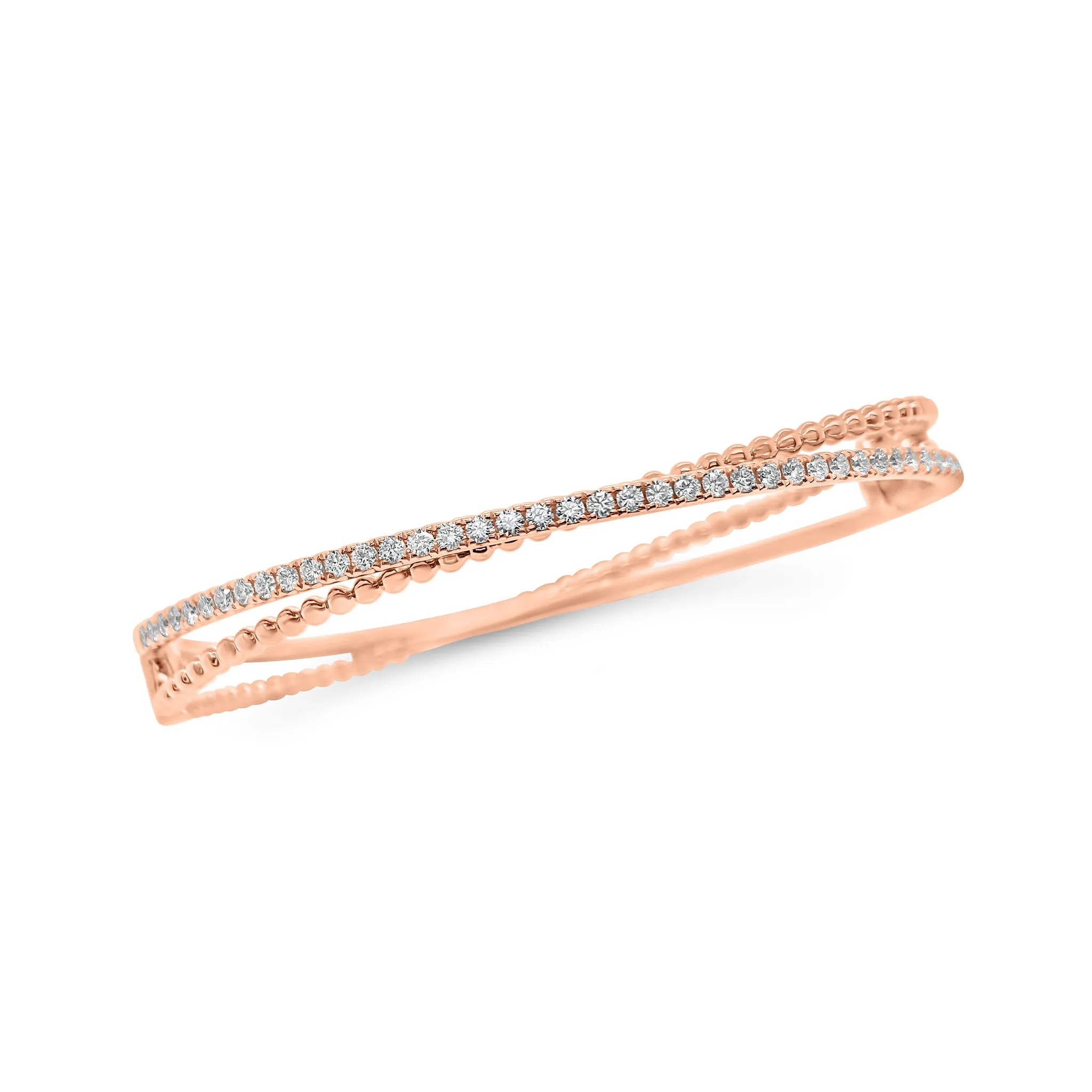 Diamond Two-Tone Crossover Bangle Bracelet