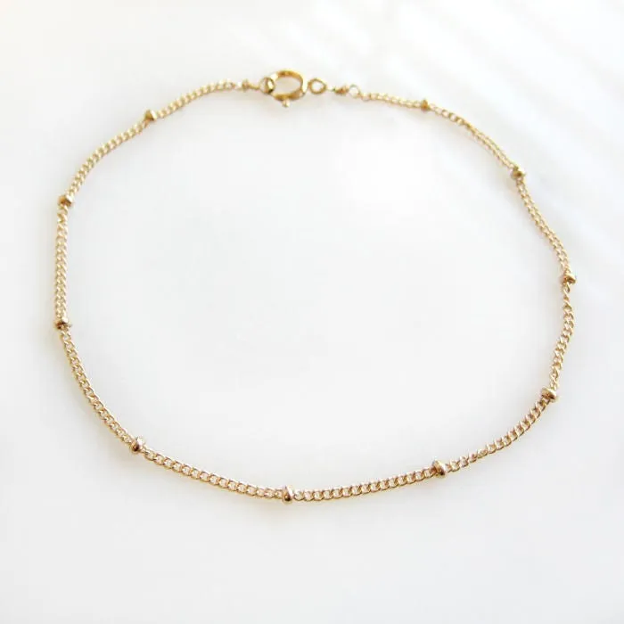 Elegant & Sturdy Saturn Beaded - Layering Bracelet. (14 karat Solid Gold) - CG398B. Starts at