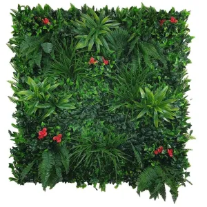 Elegant Red Rose Artificial Vertical Garden / Fake Green Wall 100cm x 100cm UV Resistant