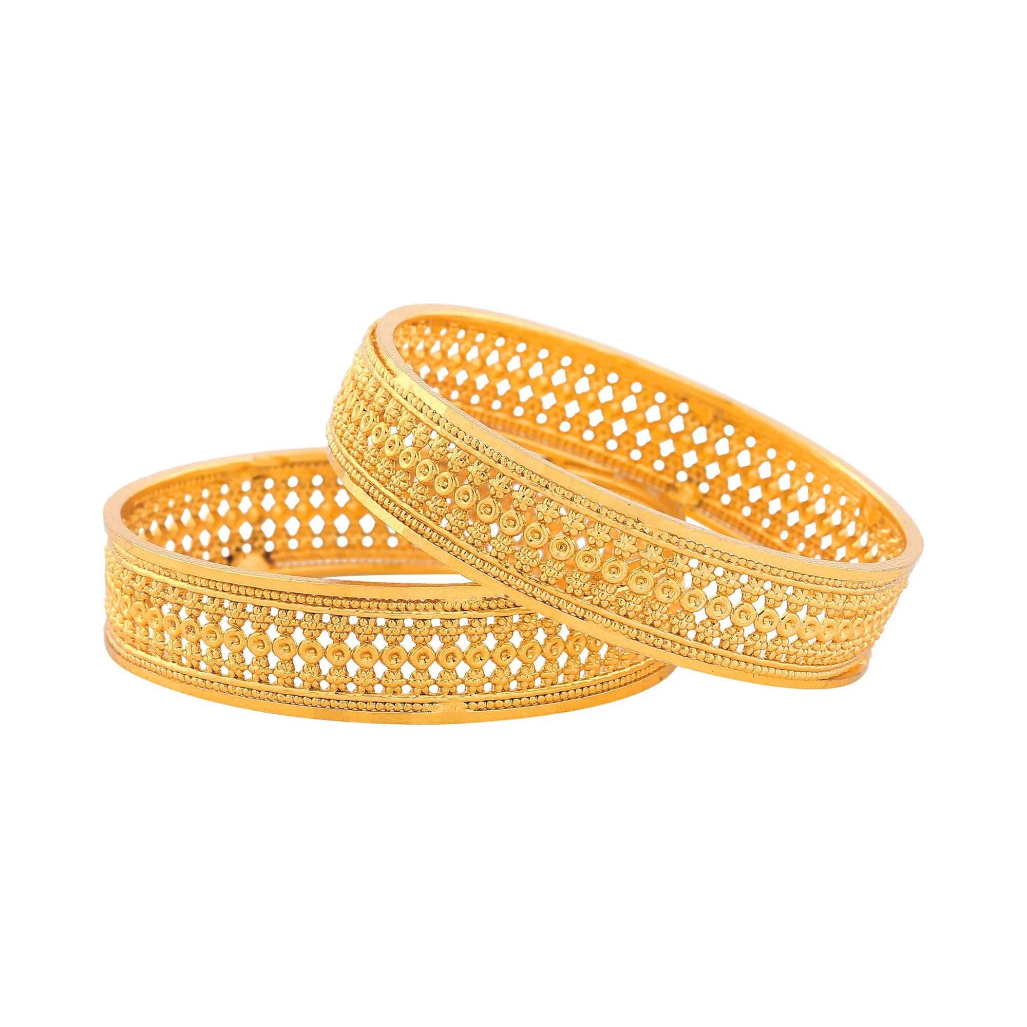 Estele Gold Plated Ethereal Bangle Set for Women