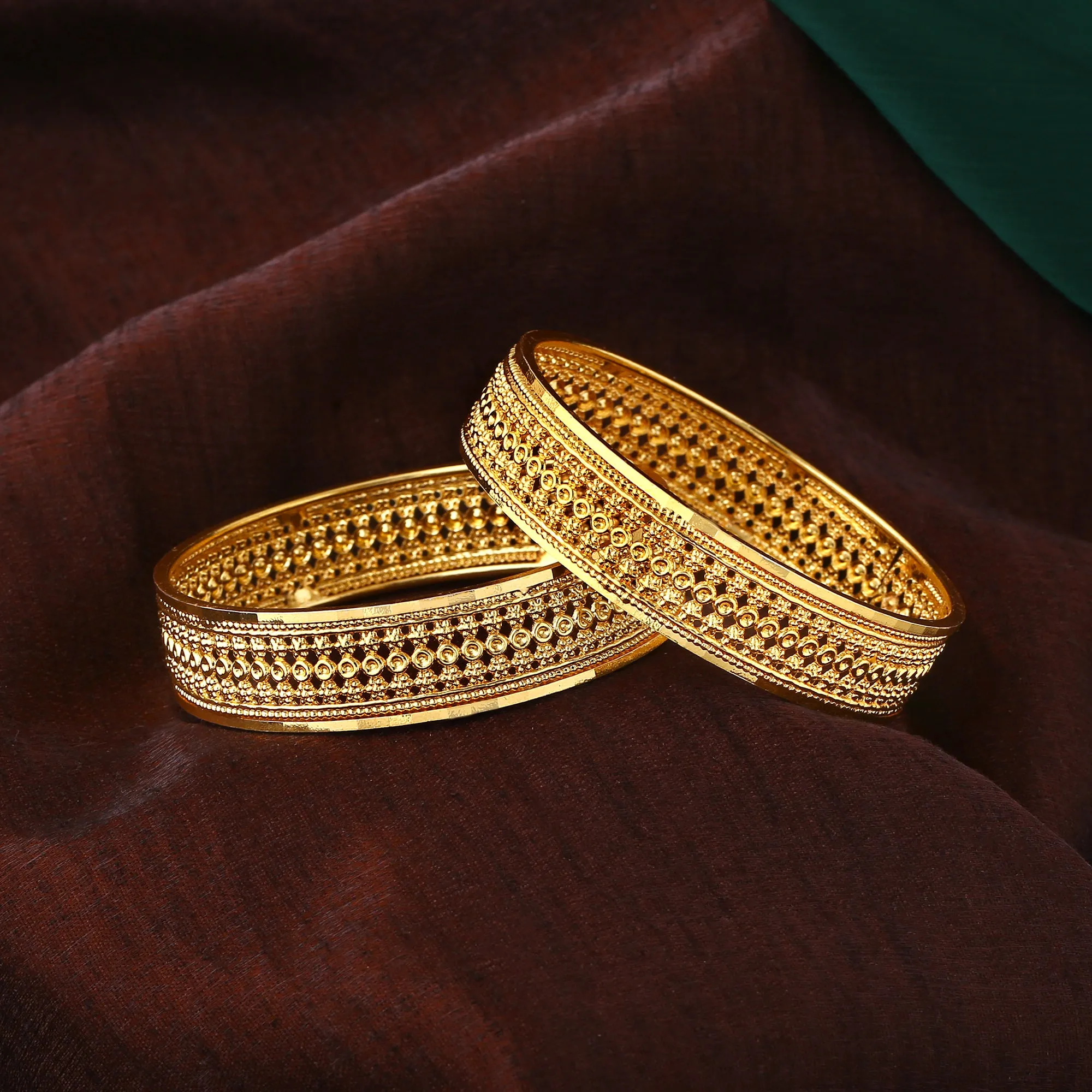 Estele Gold Plated Ethereal Bangle Set for Women