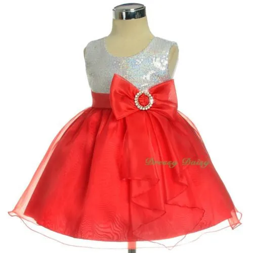 FG316 Girls' Sequined Wedding Flower Girl Formal Occasion Party Dress Up Size 12 Months - 4